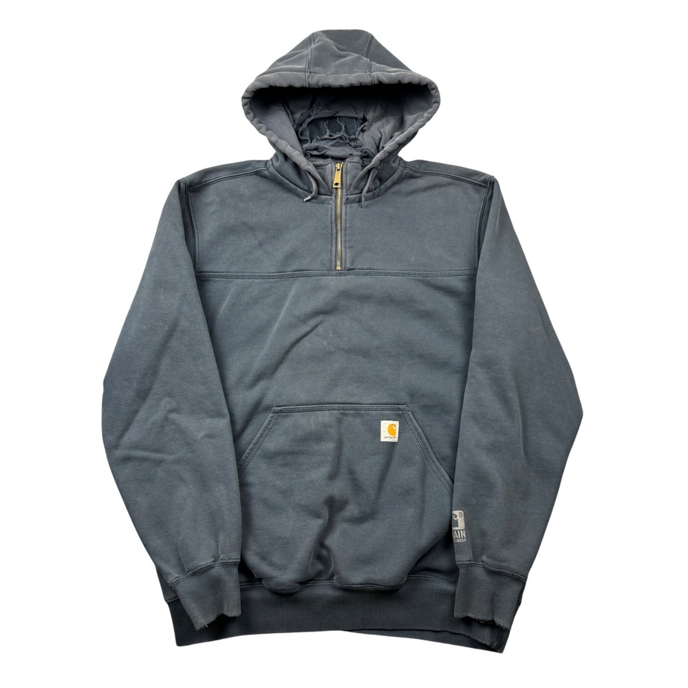 Carhartt Rain Defender 1/4 Zip Hoodie Men Large Tall Distressed Thrashed Blue